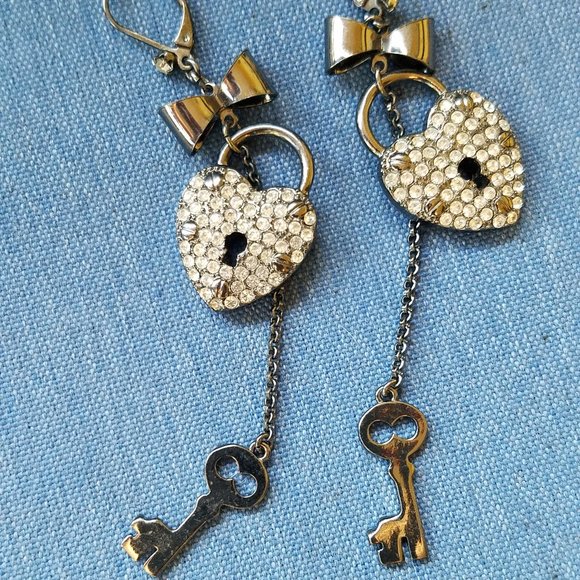 Betsey Johnson Jewelry - Betsey Johnson Heart with Key Earrings - NWOT